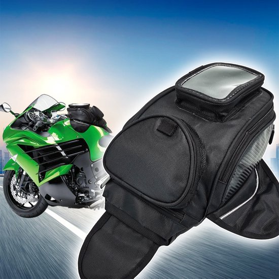 CHIWIN Waterdichte Magnetische Tanktas Motor – Motorfiets Tas met Touchscreen Venster, Opbergvak & Schouderband – Universele Motor Opbergtas voor Heren & Dames, Geschikt voor Reizen, Dagelijks Gebruik & Toertochten