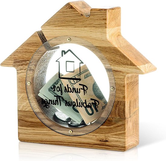 Spaarpot - Spaarpot - Spaarpot | 3 compartimenten Houten Muntenbank met afneembaar Deksel, Draagbare Saver Money Storage Organizer, Volwassenen