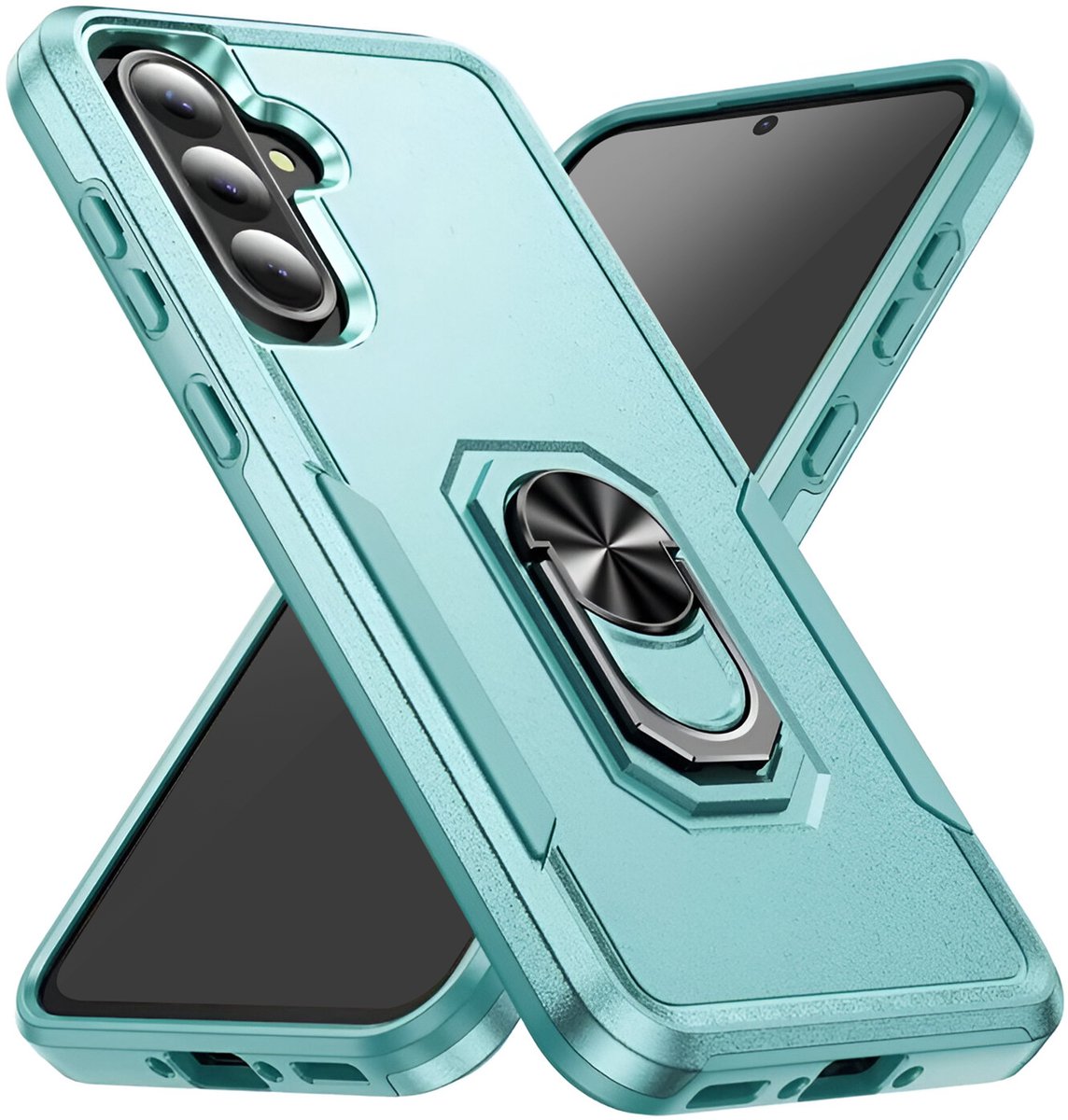 Avizar Schokbestendig hoesje Geschikt voor Samsung Galaxy A56 Support Ring, Turquoise