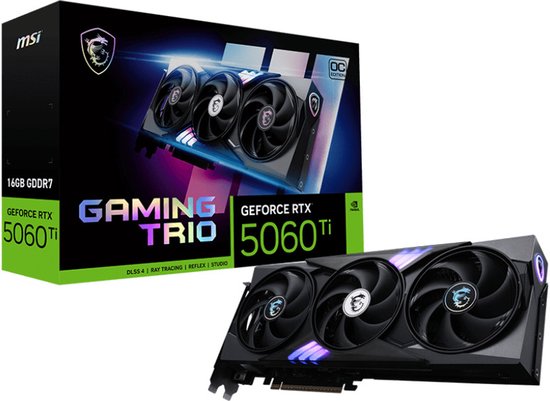 MSI NVIDIA GeForce RTX 5060 Ti 16G GAMING TRIO OC - Videokaart - 16GB - GDDR7 - PCIe 5.0 - 1x HDMI 2.1 - 3x DisplayPort 2.1