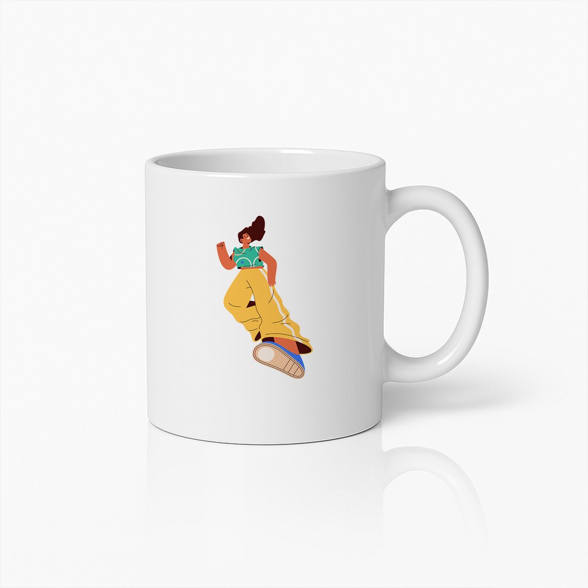 Trendy Vrouw in Stijlvolle Outfit Mok – Moderne Mode Koffiebeker voor Dames