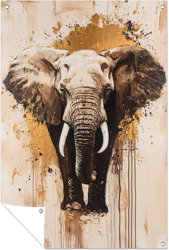 Olifantenkunst - Olifant posters - Tuinversiering dier - Expressionisme - Tuinposter op maat - Tuindecoratie poster - tuinposter 30x45 cm