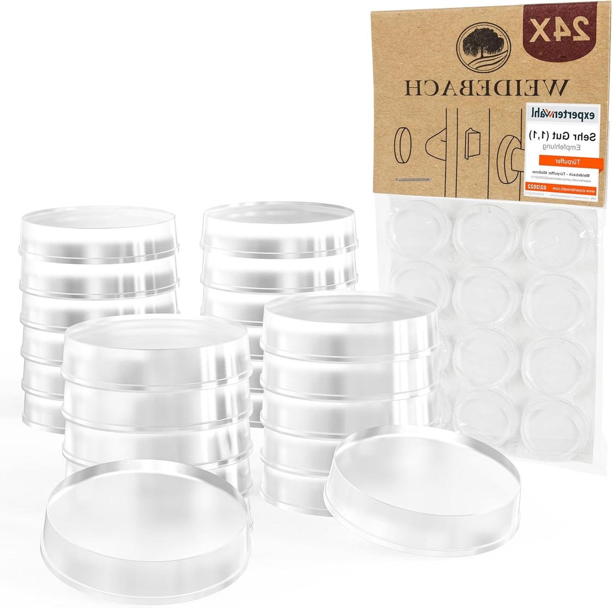 24 x discrete transparante deurbuffers - Zelfklevende deurstopper 20 x 5 mm