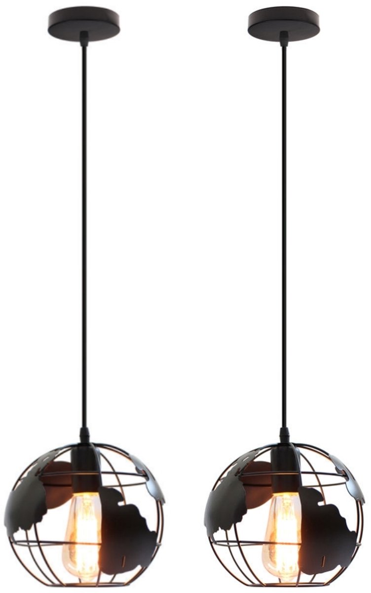 2 Stuks Hanglamp Moderne Creatieve Lampenkap E27 Hanglampen Woonkamer Kroonluchter Slaapkamer Zwart