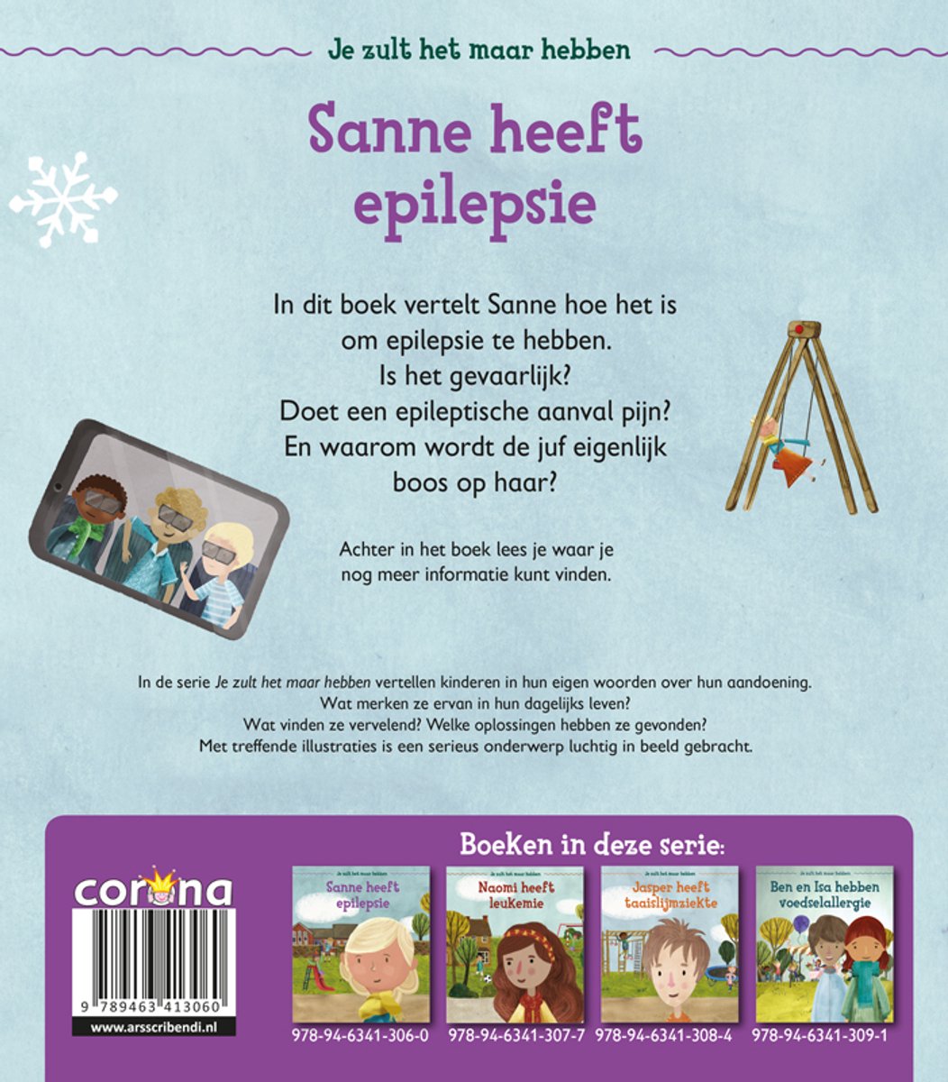 Je zult het maar hebben - Sanne heeft epilepsie - back cover
