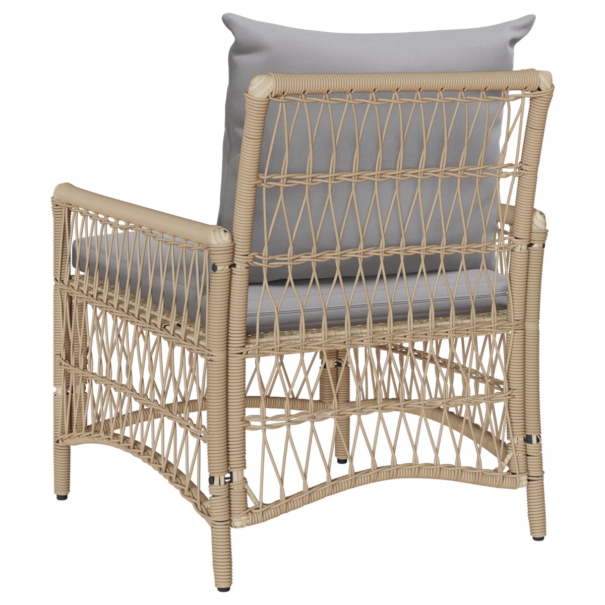 vidaXL - Tuinstoel - met - kussen - Beige - 73 - x - 61 - x - 77 - cm - poly - rattan