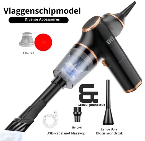 Handstofzuiger, 21000Pa Accu Handstofzuiger Draadloos Mini Stofzuiger