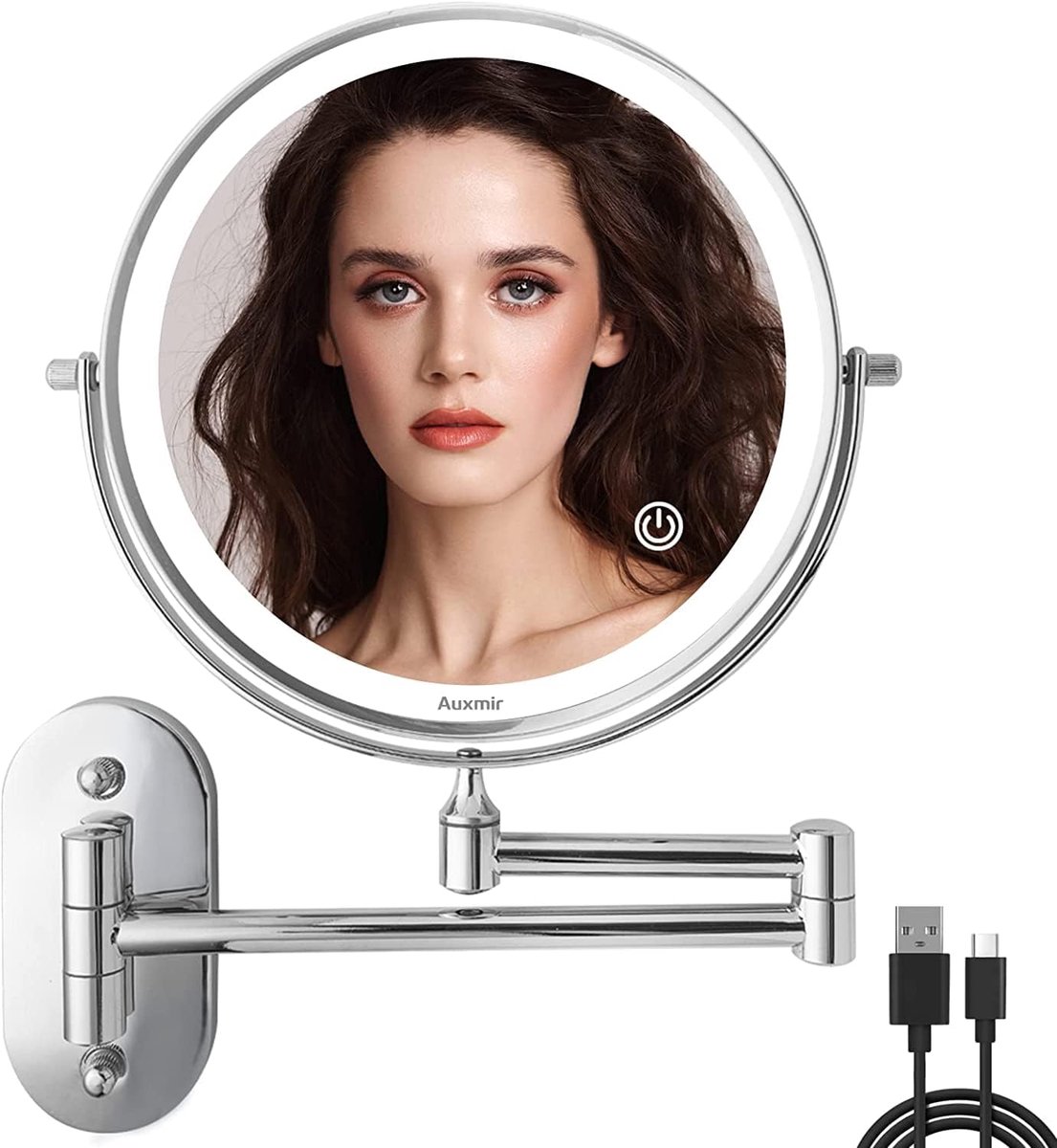 Dimbare Makeup Spiegel met 1X/10X Vergroting en LED Verlichting - Wandmontage voor Badkamer en Spa