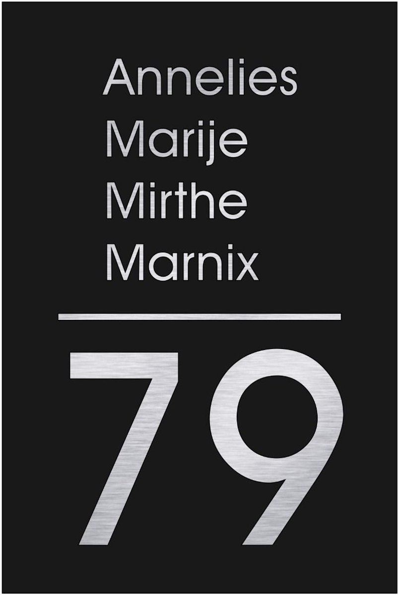 Zwart aluminium naambordje voordeur 20x30cm