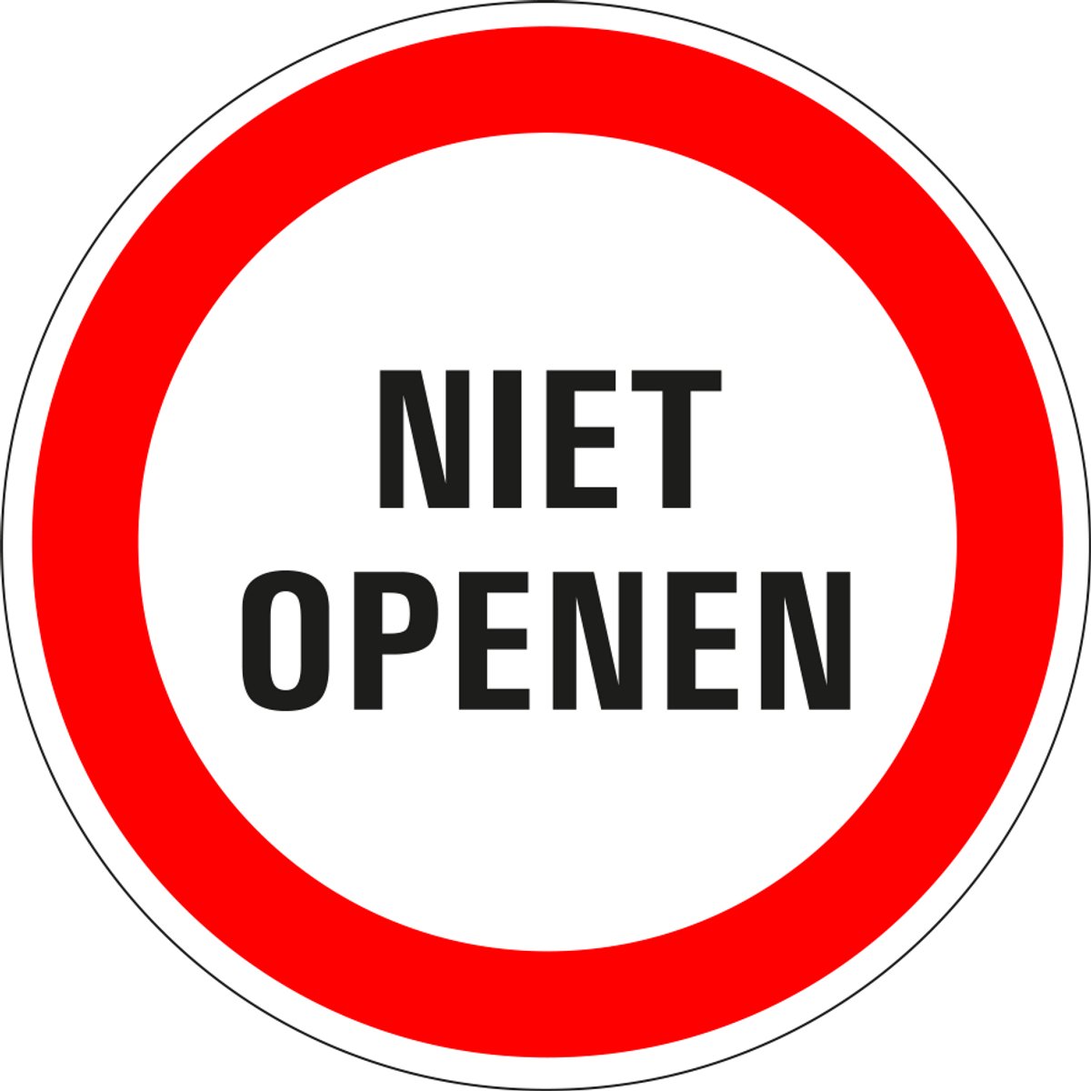 Niet openen sticker 200 mm