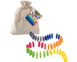 Grafix dominostenen speelgoed in katoenen tasje - kleurrijke stenen set.