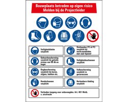 Bouwplaats betreden op eigen risico bord 400 x 300 mm