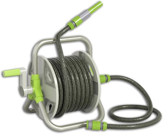 Hortensus Tuinslang aan de Muur – 15m Automatische Oprolbare Tuinslanghaspel met Vergrendelbare Lengte en Anti-Knik Ontwerp – Compact en Heavy Duty Bewateringssysteem voor Gazon & Terras