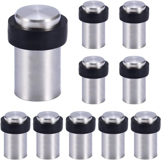 Foto: Cilindervormige deurstopper 10 delige set roestvrij staal 6cm