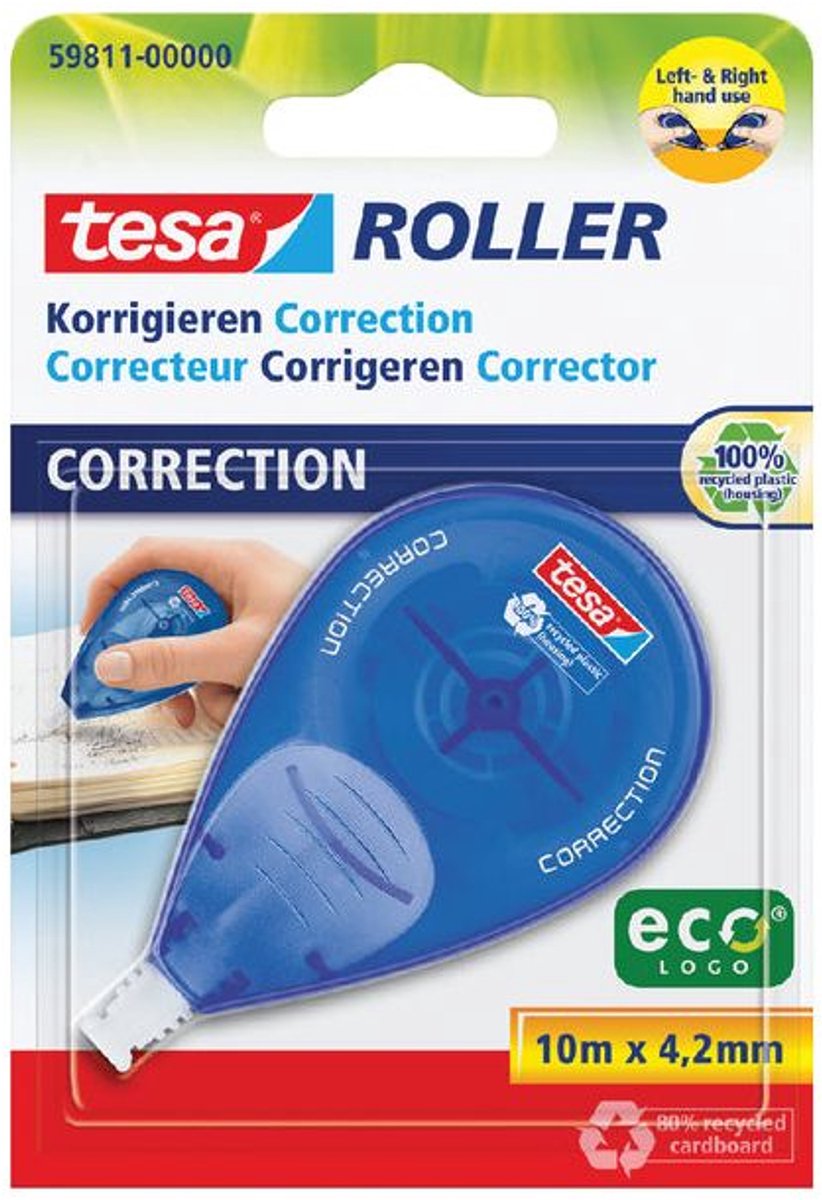 Tesa Correctietape tesa® ecoLogo® rechts & linkshandig 10mx4 | 2mm blister | 5 stuks onbekend