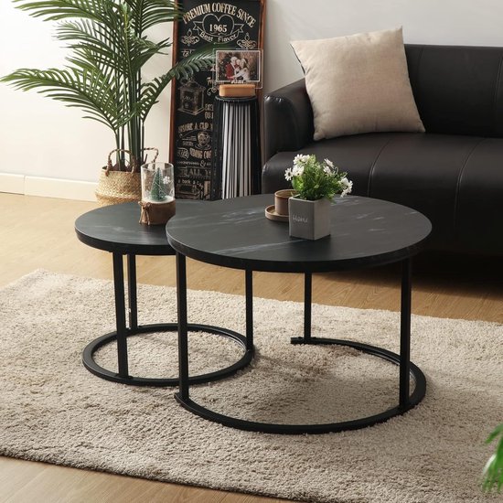 Ginhow Woonkamertafel rond | MDF salontafel set van 2