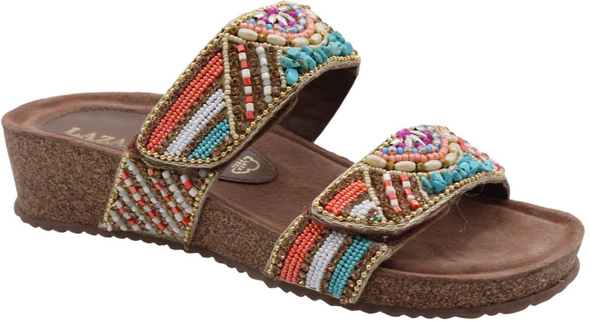 Lazamani - Sol Dames Slippers Leer Multi - Maat 37