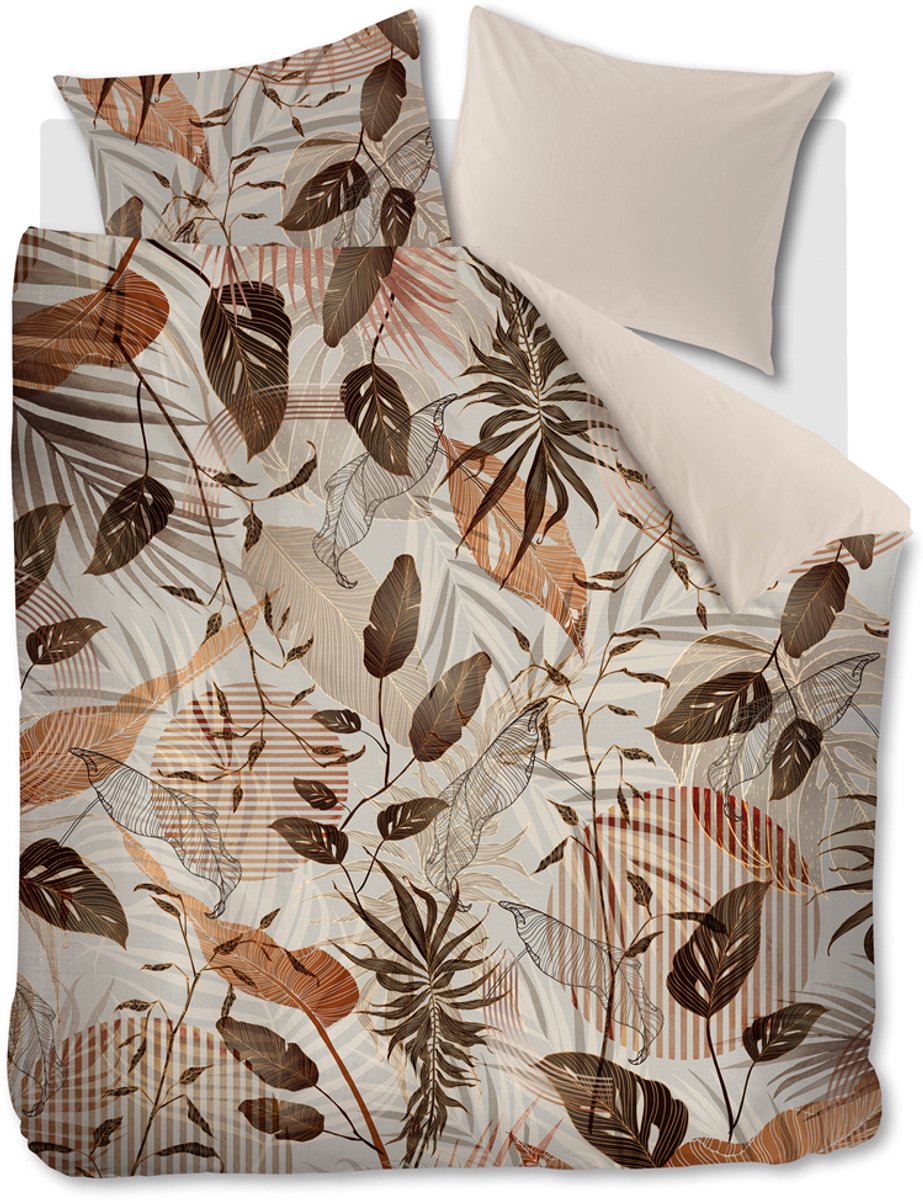 Riviera Maison Sunset Leafs dekbedovertrek - Lits-Jumeaux - 240x200/220 - Bruin