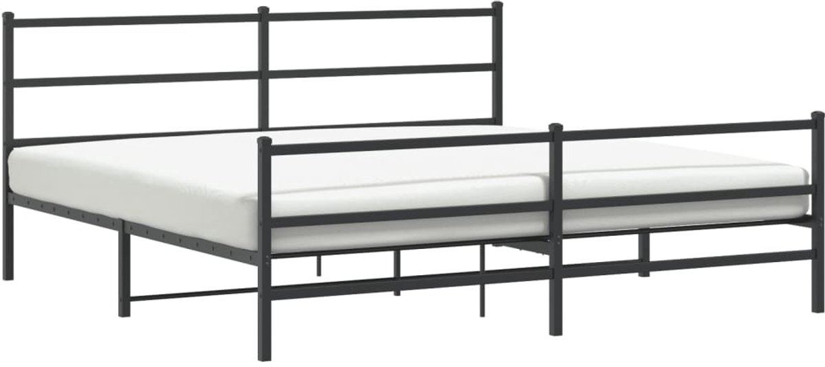 vidaXL Bedframe - met - hoofd- en - voeteneinde metaal - zwart - 180x200 - cm