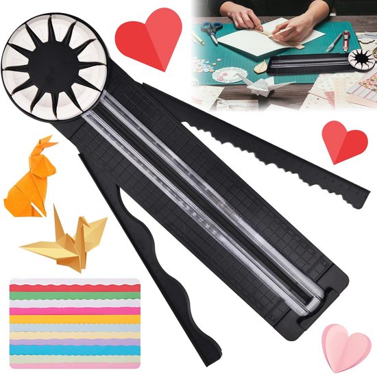Papier-Schneidemaschine Mit 12-in-1 Zifferblatt – Gerader & Welliger Schnitt, Perforation, Falzlinie, Inkl. Maßlineal, Für Scrapbooking