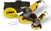Powerplus elektrische haakse slijper set POWX06250 - 2 slijpers 2000W + 750 W - slijpschijf 230mmᴓ + 115mmᴓ, power tool set, 4 acc.
