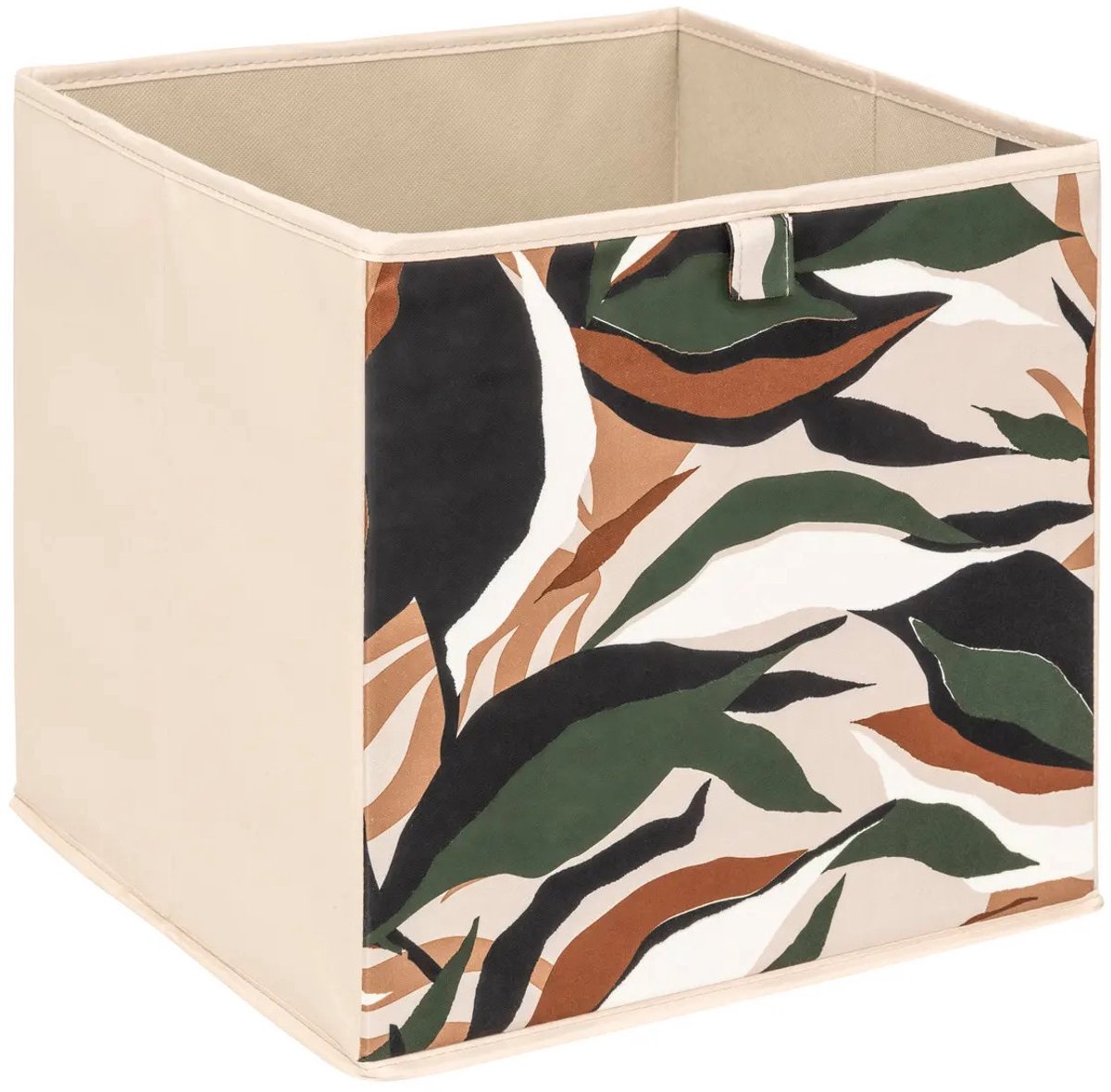 5Five Opbergbox kastmand - beige/botanic - 31 x 31 x 31 cm - opbergers/kastmanden