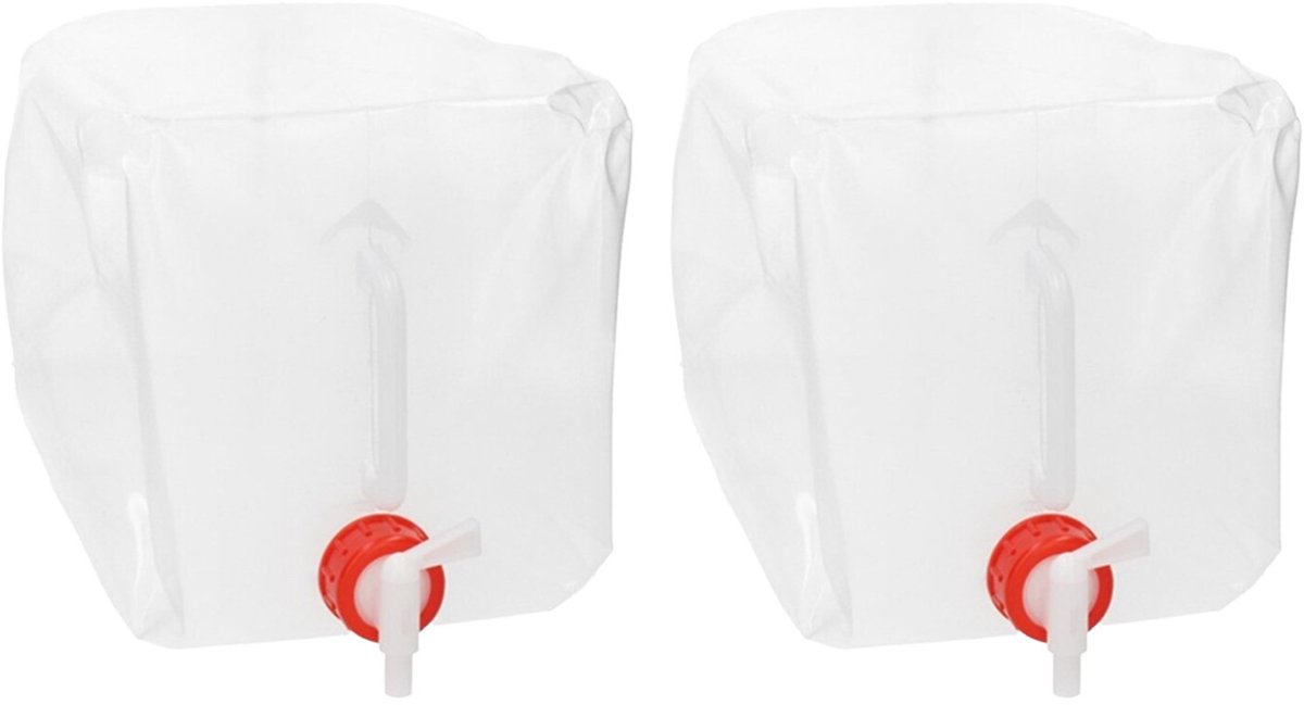 Redcliffs jerrycan/watertank met kraan - 2x - opvouwbaar - 14 liter - outdoor/kamperen