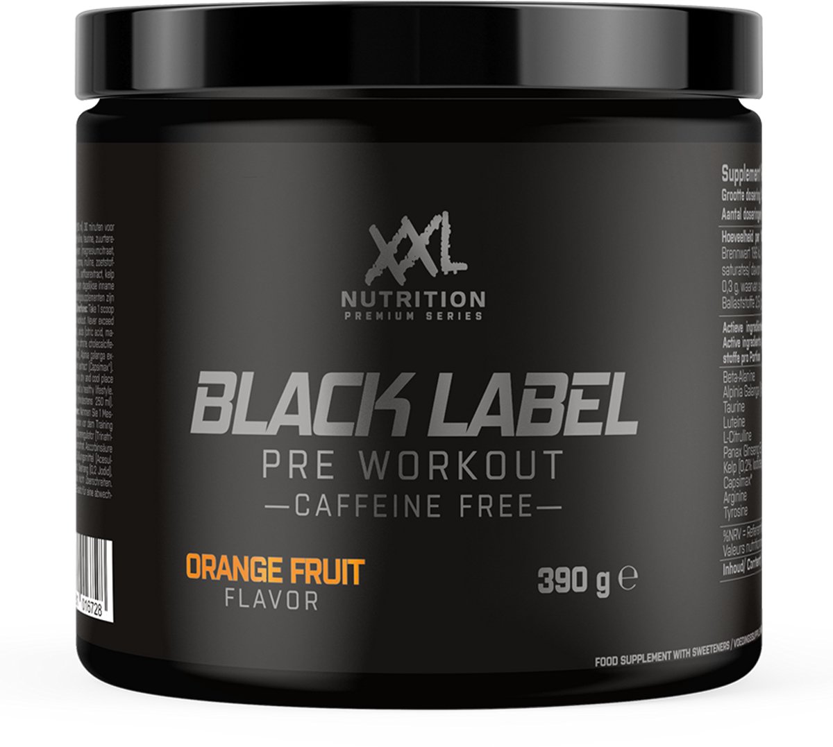 Goedkoopste XXL Nutrition - Black Label Pre-Workout - Beta-Alanine, Taurine, L-Citrulline, Arginine & 330 mg cafeďne per Serving - Pre Workout Energy Drink Sport Supplement - Diverse Smaken - Orange Fruit - 390 Gram (30 doseringen