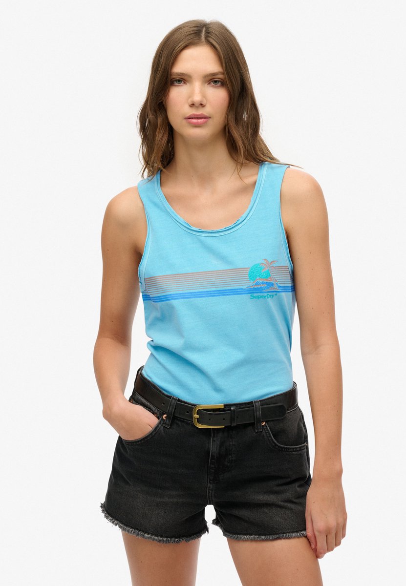 Superdry Outdoor gestreepte tanktop met laag uitgesneden ronde hals Dames Vesten Blauw