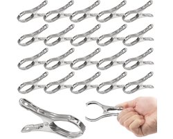 40 stuks - RVS clip - Badhanddoekklem - Handdoekklem - wasknijper - strandhanddoek clip - zware klemmen met grote open - sterke gripklemmen - voor kasplantenafdekkingen , tuinschaduwdoeken , strandlakens , wasknijpers , quilts - 9 cm - zilver