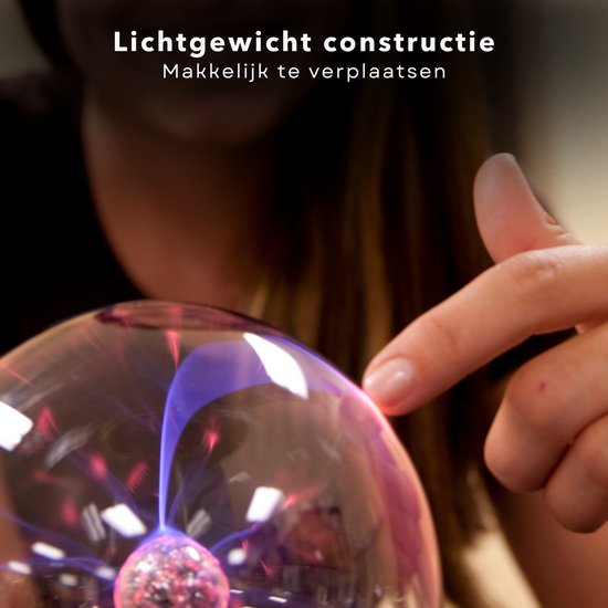 Cheqo® Plasma Ball - Lampe boule plasma - Boule plasma - Lampe disco - Effet plasma - Zwart - EBOOK inclus