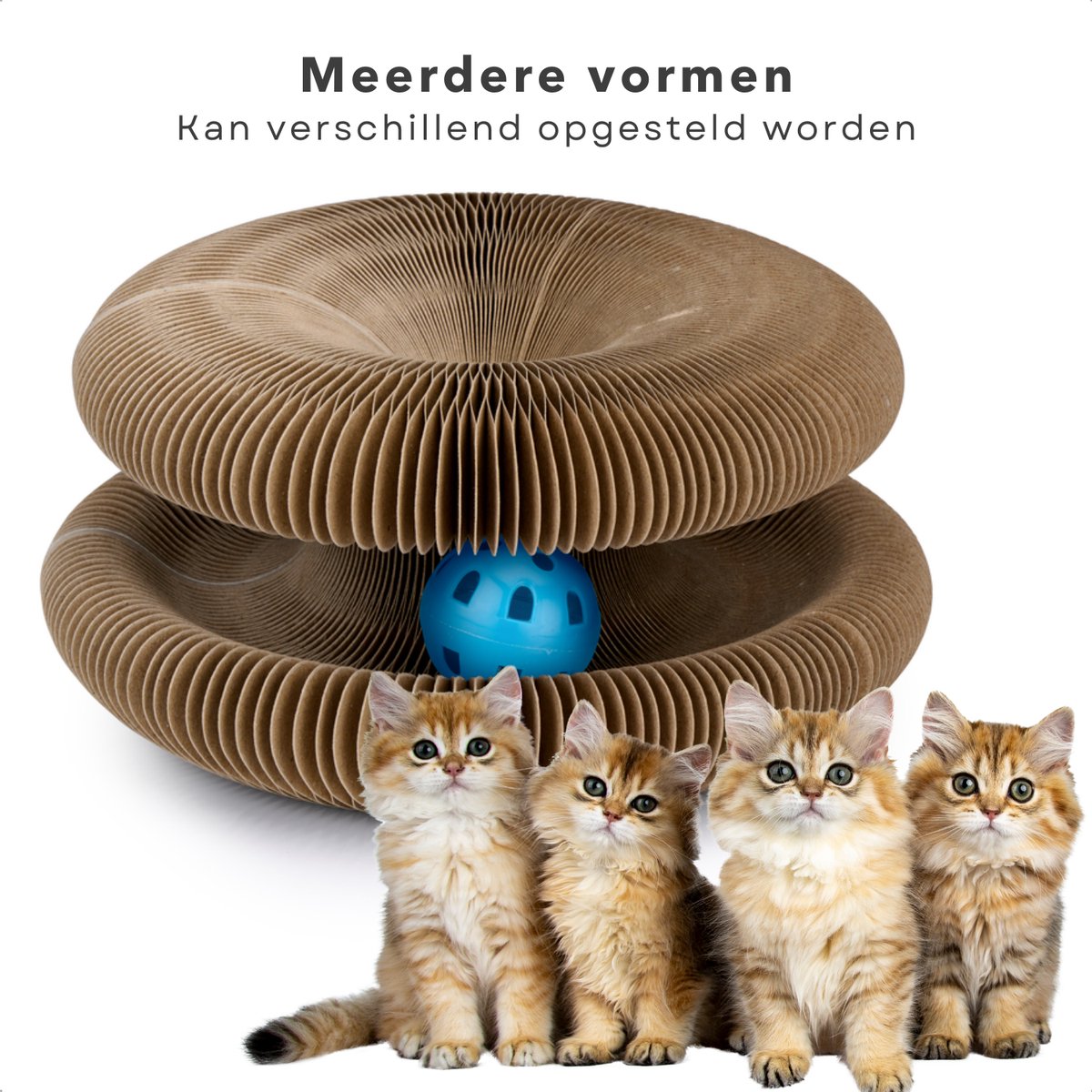 3-in-1 houten kattenhuis met krabpaal