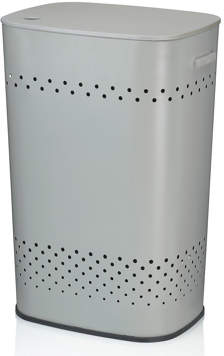 Wasmand, Met Zitdeksel, 60 L, RVS met Poedercoating, Grijs - Kela | Malaga