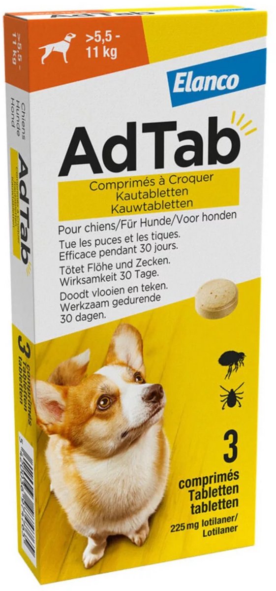 Elanco - Adtab Anti Vlooien en Teek Kauwtabletten - Hond - Bescherming - > 2,5 - 5,5 kg - 3 Tabletten - 1 Keer Per Maand – foto 6