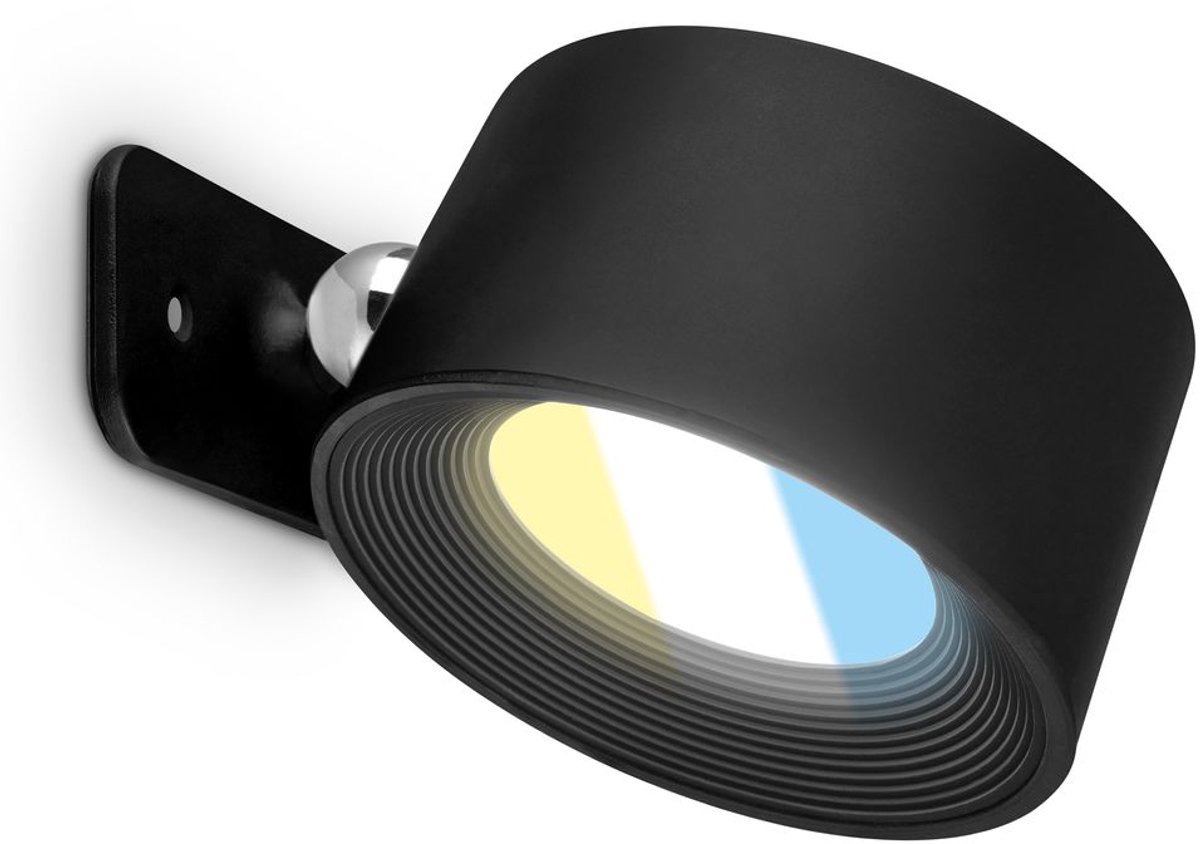 B.K.Licht Briloner tari - wandlamp oplaadbaar binnen - dimbaar met touch - cct - draaibaar - met magneet - akku en draadloos - usb-c - zwart afbeelding