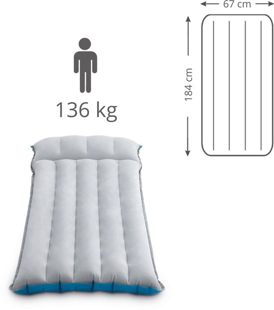 Intex Campingmat - 1-Persoons - 67 x 184 x 17 cm - Blauw - Inclusief Hoeslaken - Kussen - Pomp - Reparatieset en Kussenbeschermer van Merkloos — afbeelding 5