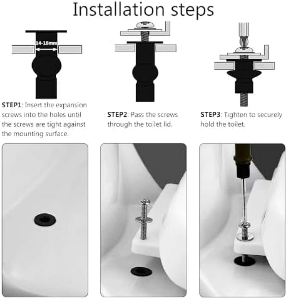 IBXWMNG 4 stuks bevestigingen voor wc-bril, bevestigingsschroef voor wc-bril, expansieschroef voor toiletdeksel, wc-bril, bevestigingsschroeven, voor toiletten, scharnieren van de wc-bril
