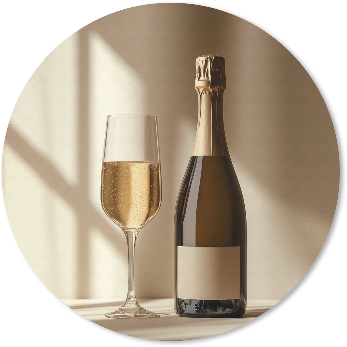 Muismat rond 50x50 cm - Mousepad Champagne - Beige - Schaduw - Bubbels - Ronde muismatten