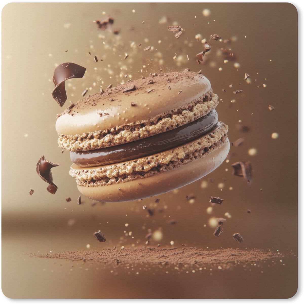 Muismat 20x20 cm - Mousepad Chocolade - Macarons - Eten - Snoep - Muismatten