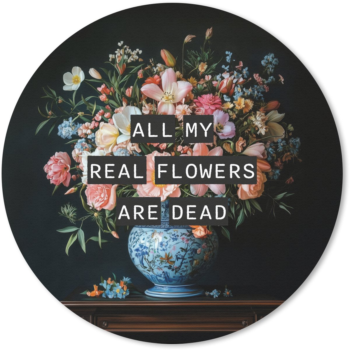 Muismat rond 30x30 cm - Mousepad Bloemen - Art - Pastel - Quotes - Ronde muismatten