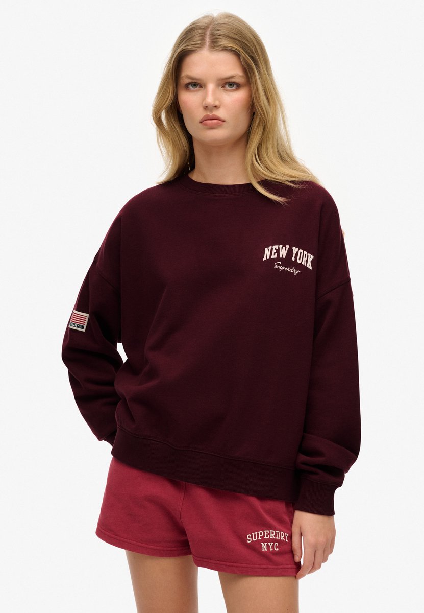 Superdry Athletic Essentials relaxed sweatshirt met ronde hals Dames Truien Rood
