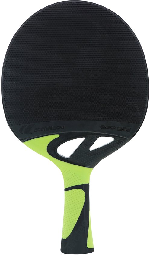 Zwart tafeltennisbat met limegroene accenten, merk Cornilleau.