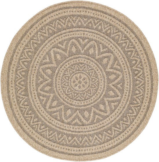 SURYA - NOVA - Beige jute-look rond tapijt - Voor binnen en buiten