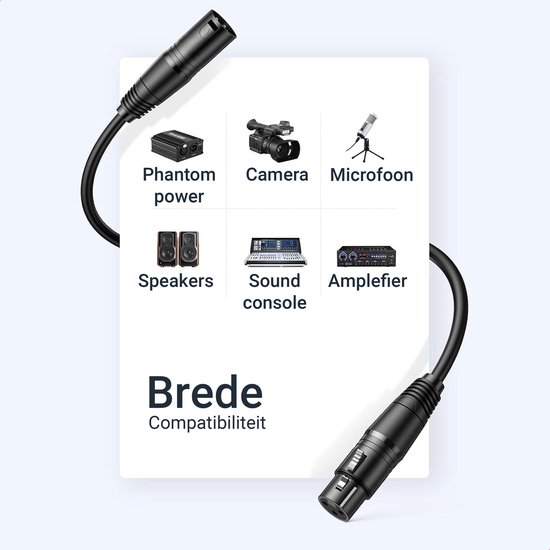 Qost - Câble XLR - XLR 3Pin - Câble Microphone - 1 Mètre - Zwart - Mâle vers Femelle