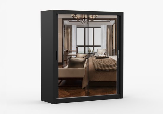 Grande Armoire Camif à Portes Coulissantes Miroir - Bois - 171-180 Cm - 4 étagères - Occasion