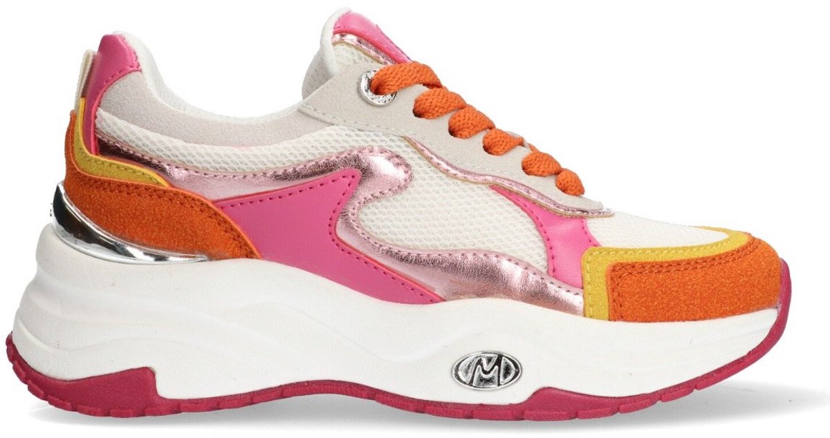 MEXX Kids XX825100-735 Meisjes Lage Sneakers - Oranje/Roze/Wit - Leer - Veters
