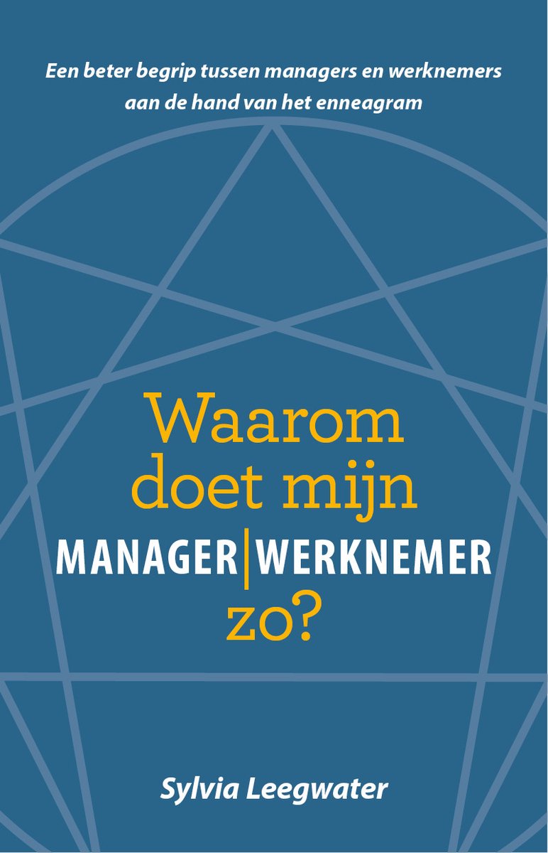 Boekomslag met de titel "Waarom doet mijn MANAGER|WERKNEMER zo?" op een blauwe achtergrond met een geometrisch patroon.