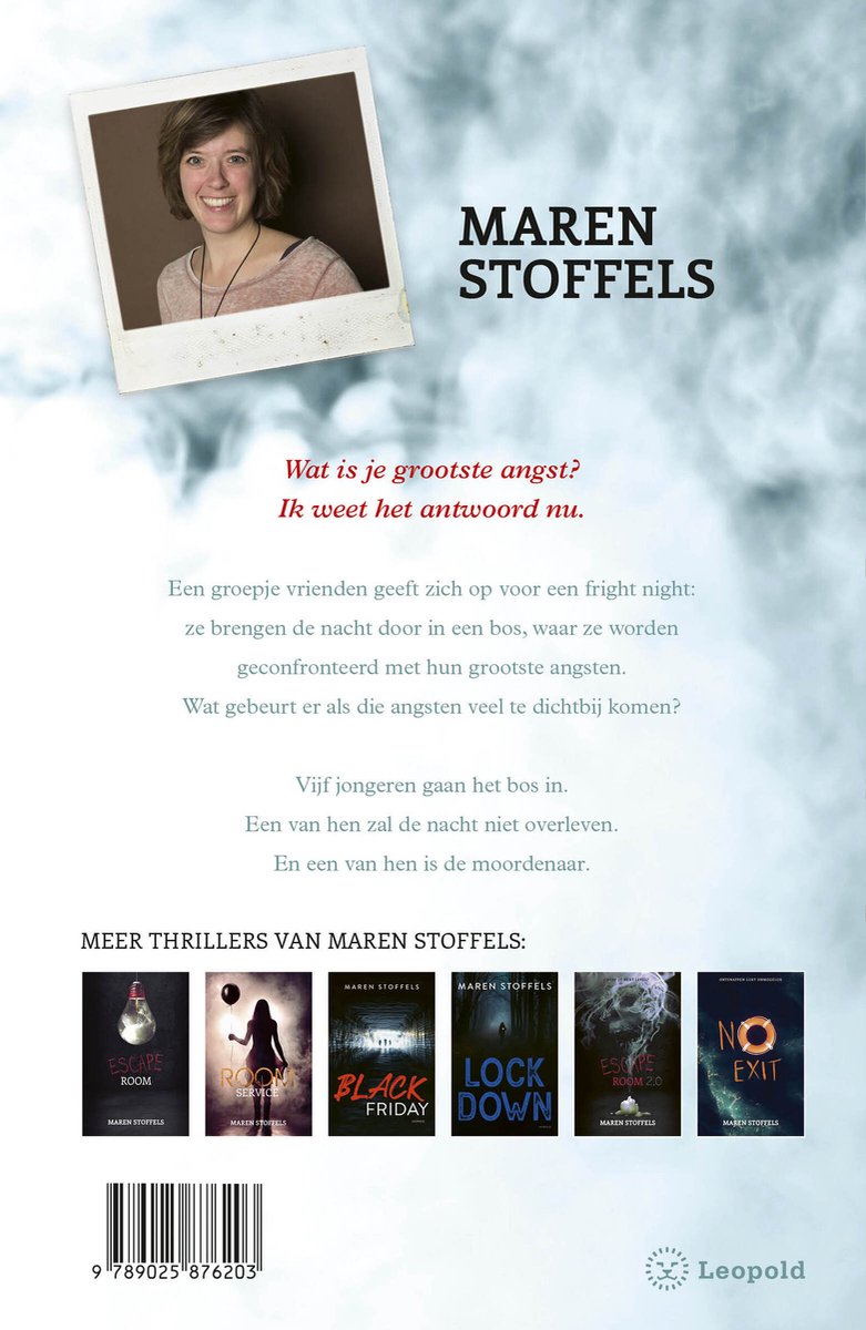 Boekomslag van Fright Night met een foto van Maren Stoffels en een tekst over het boek.