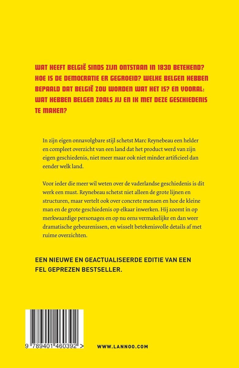 Een geschiedenis van België - back cover