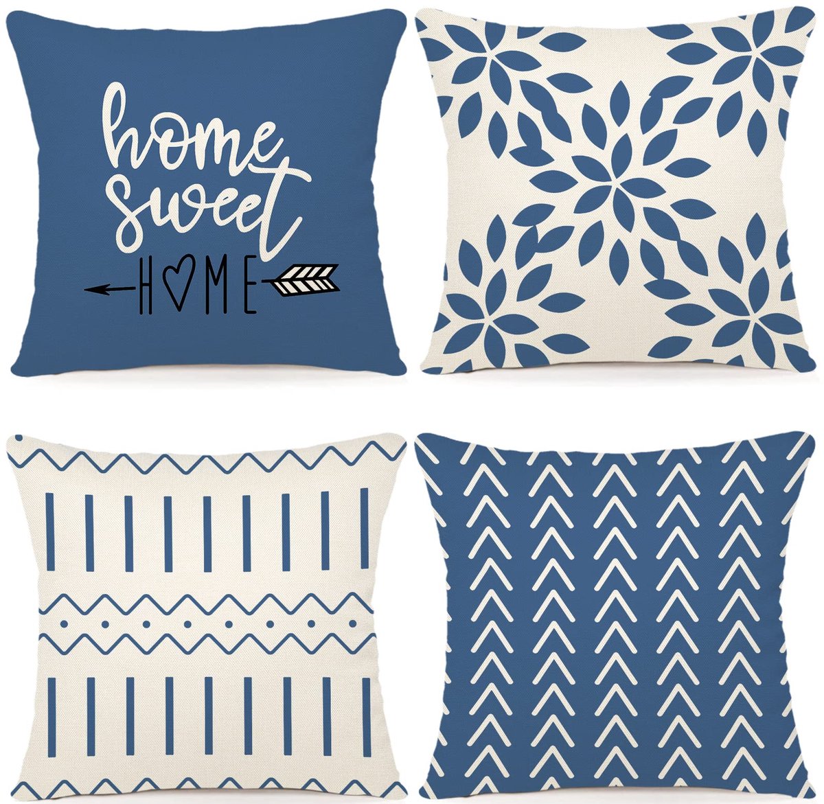 Unyqoos ® Kussenhoezen 4 Stuks Set voor Sofa, Tuinbed, Bank Decoratie 40x40cm blauw